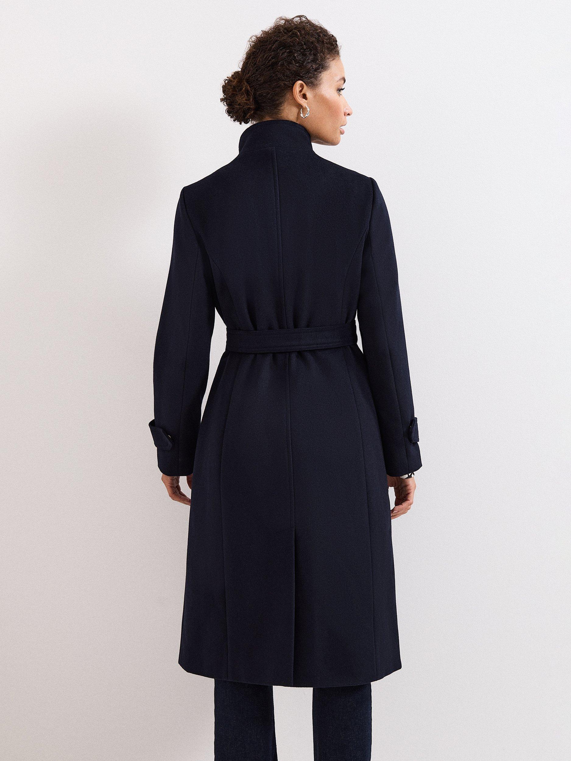 Product image 2 of 9, which shows Phase Eight Dakota Wool Blend Coat, Navy, 6