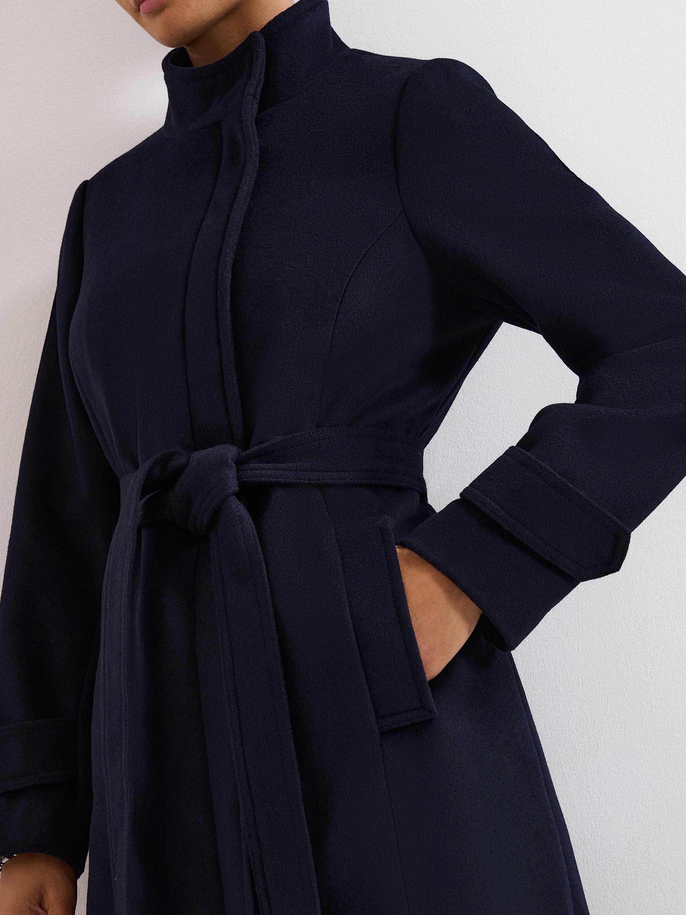 Product image 4 of 9, which shows Phase Eight Dakota Wool Blend Coat, Navy, 6