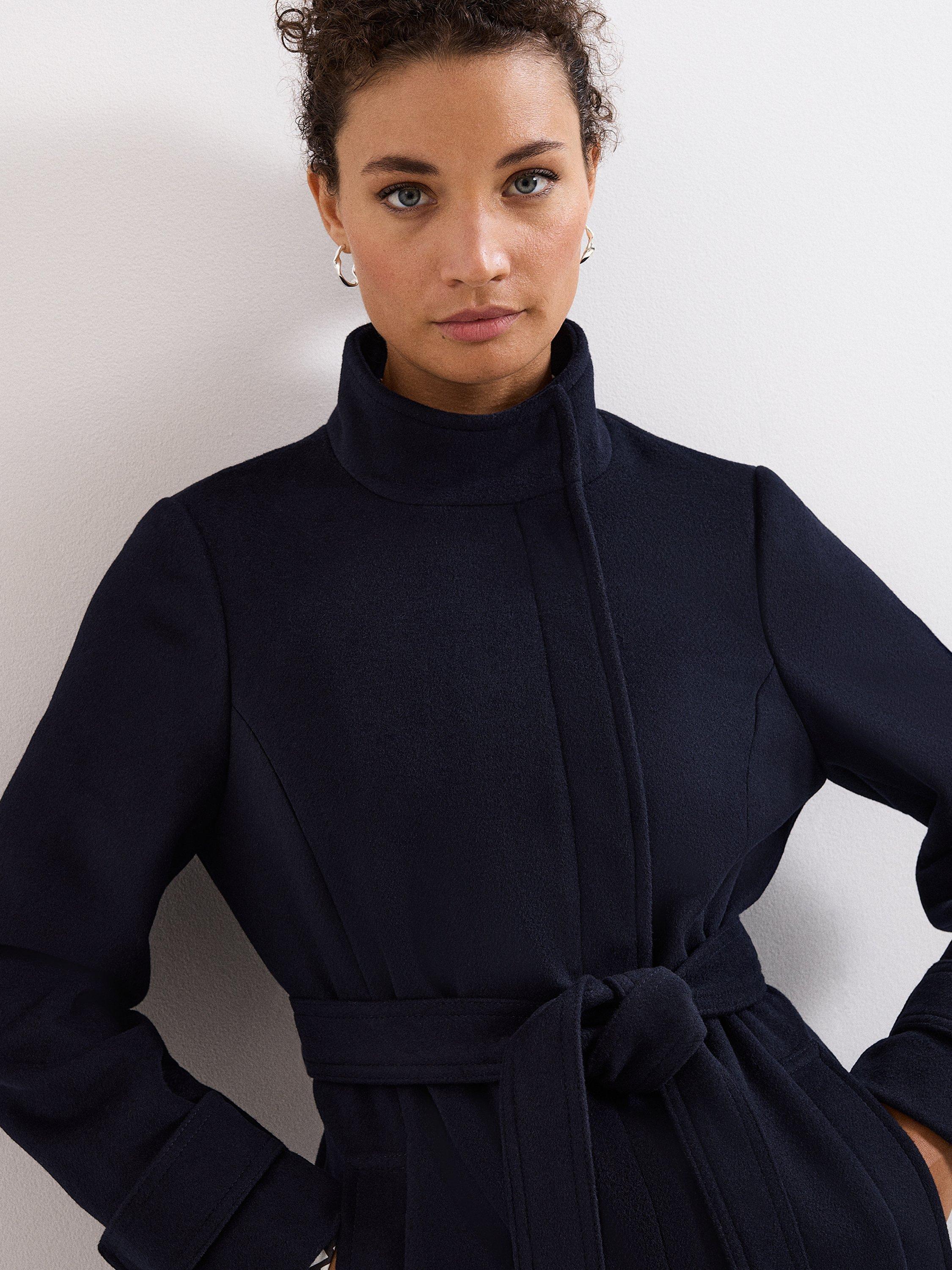Product image 7 of 9, which shows Phase Eight Dakota Wool Blend Coat, Navy, 6