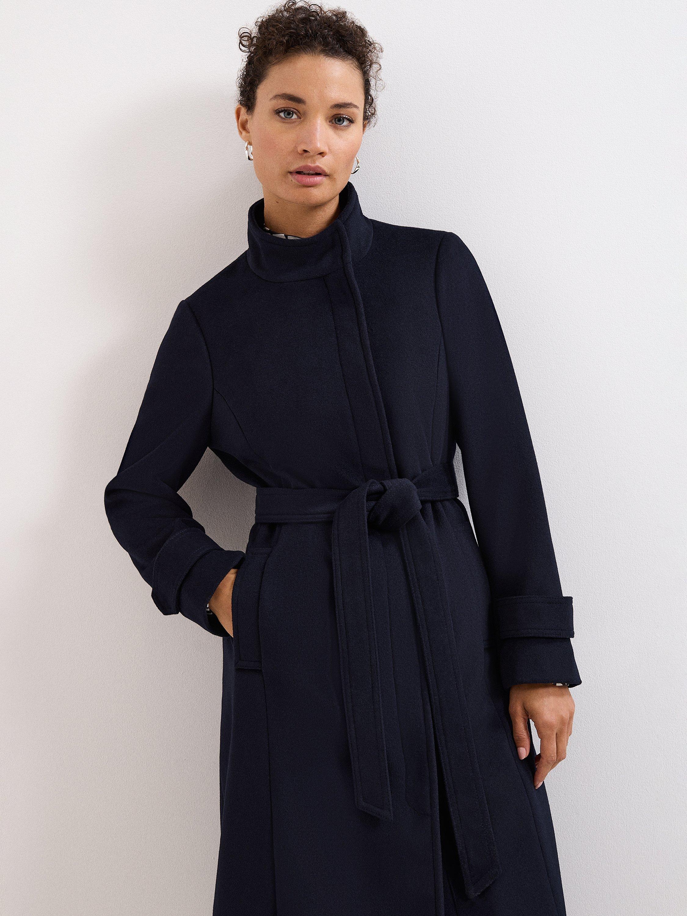 Product image 8 of 9, which shows Phase Eight Dakota Wool Blend Coat, Navy, 6