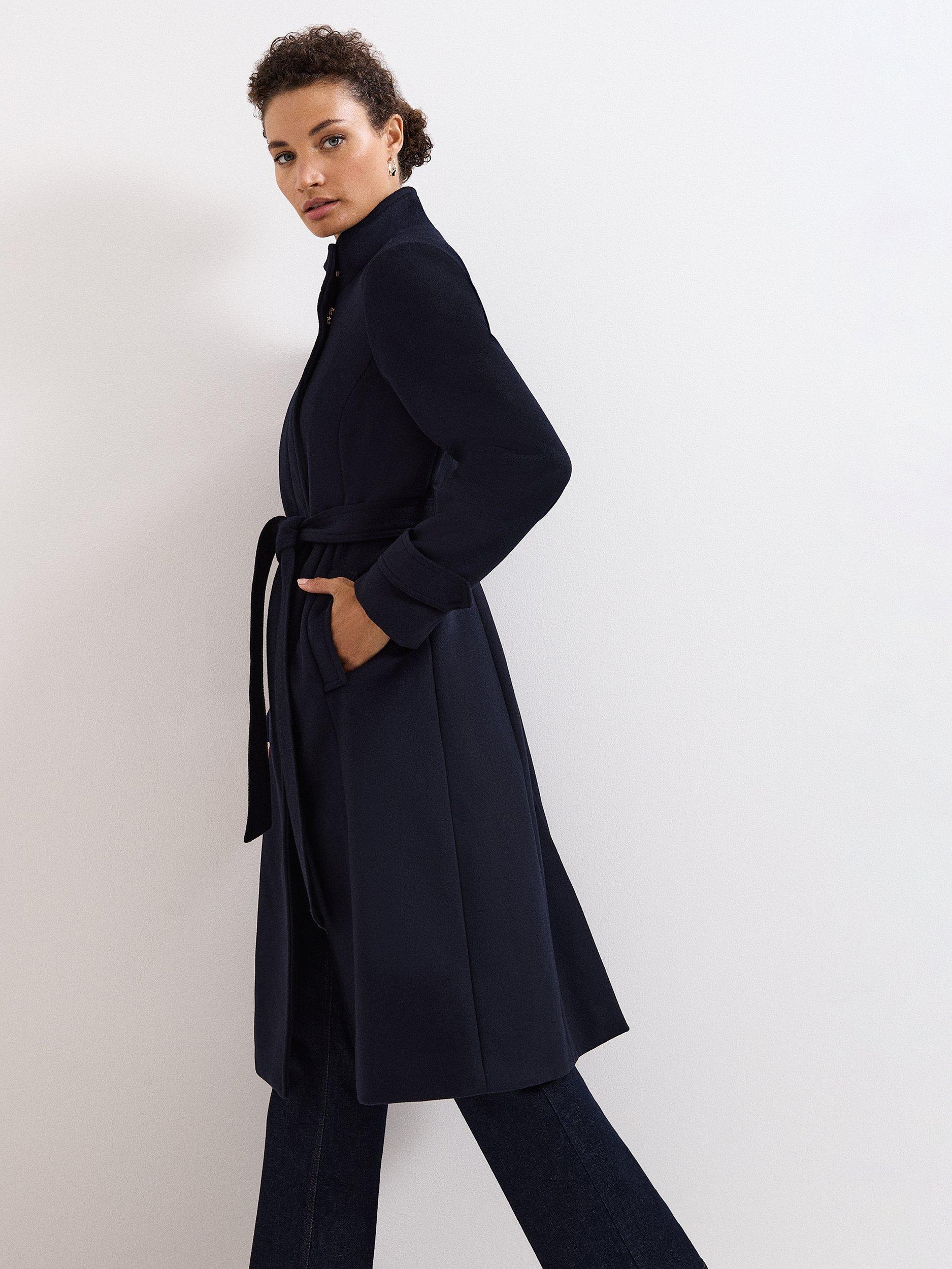 Product image 9 of 9, which shows Phase Eight Dakota Wool Blend Coat, Navy, 6