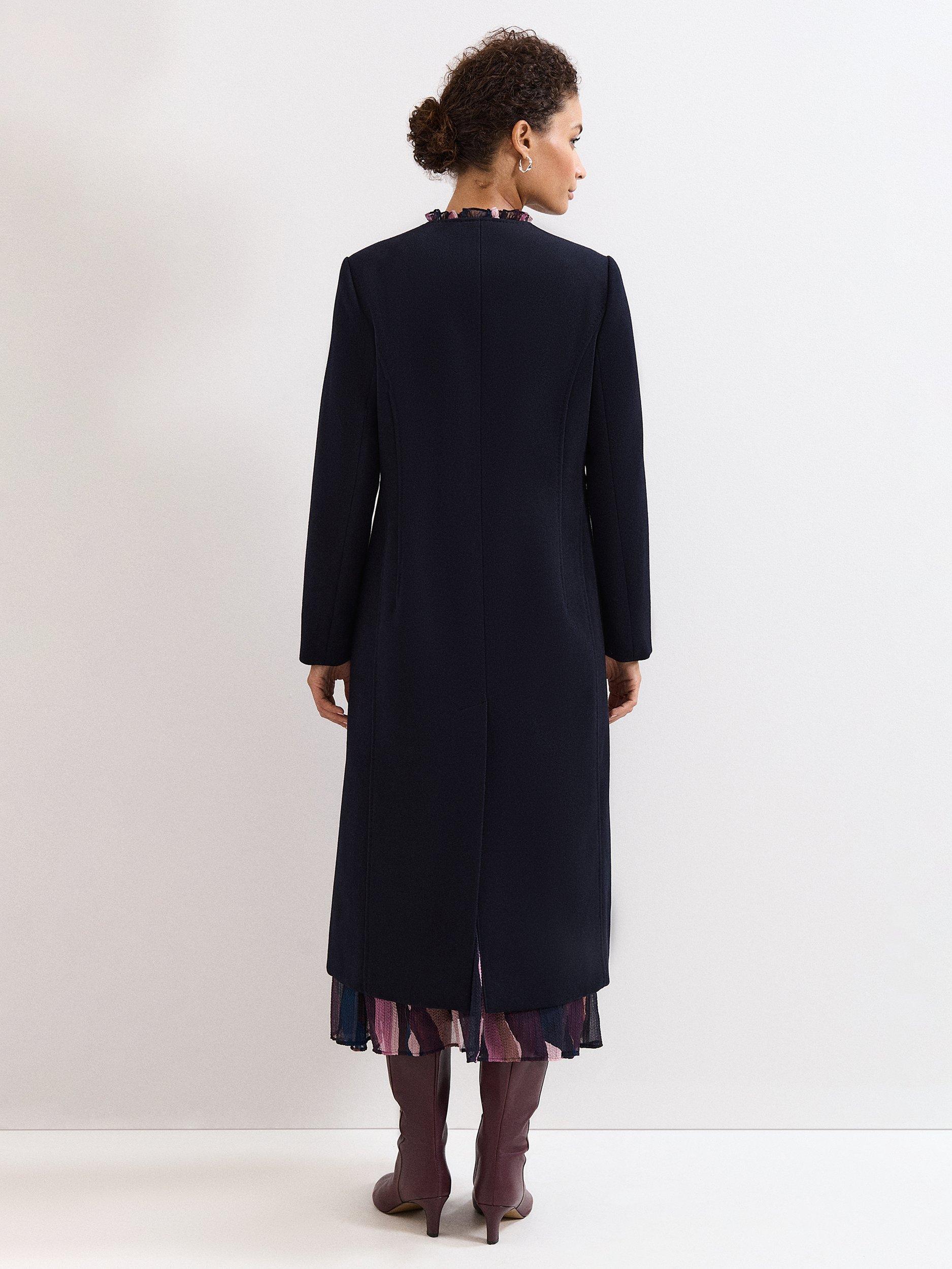 Product image 2 of 8, which shows Phase Eight Loretta Wool Blend Coat, Navy, 6
