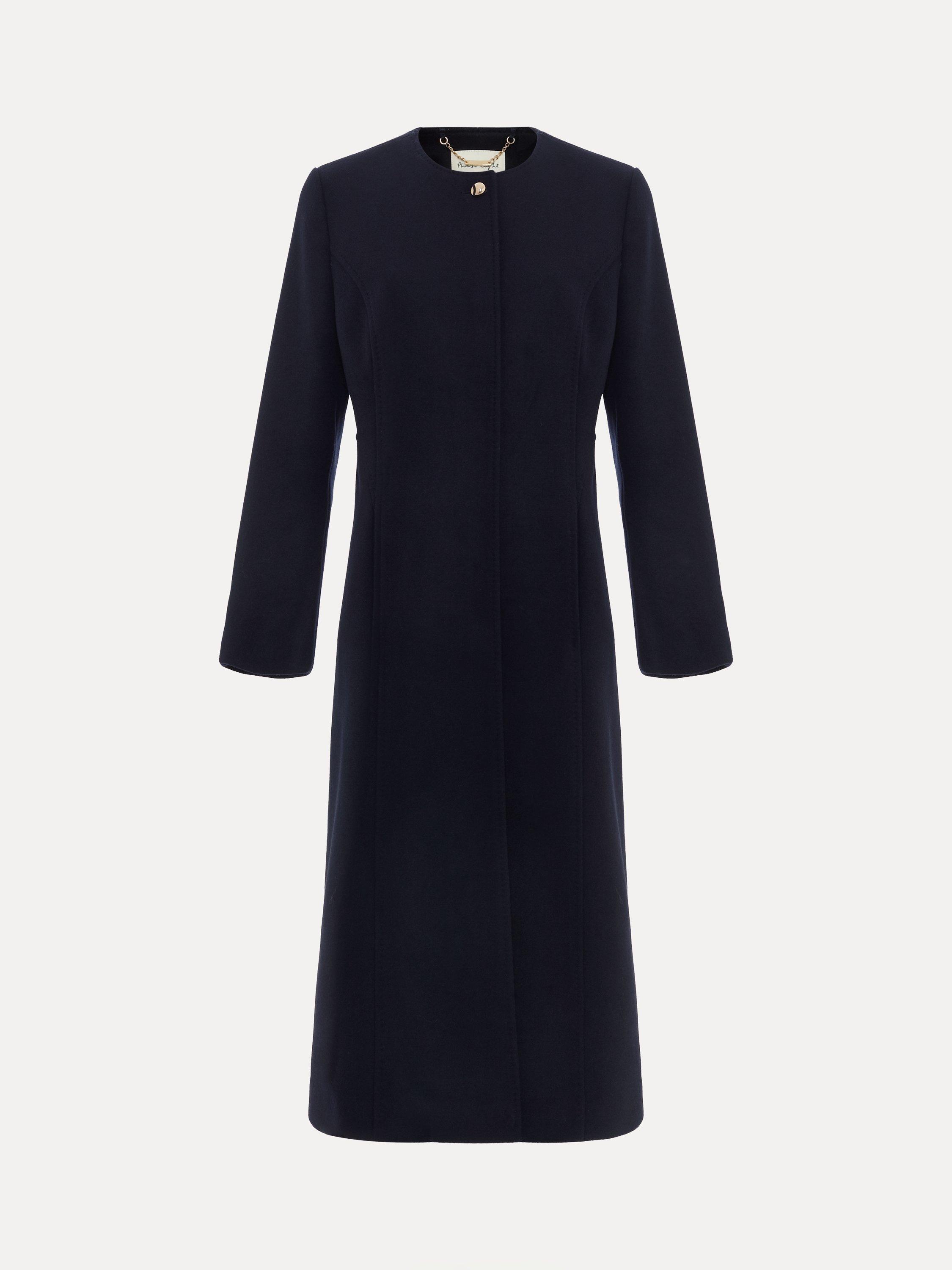 Product image 5 of 8, which shows Phase Eight Loretta Wool Blend Coat, Navy, 6