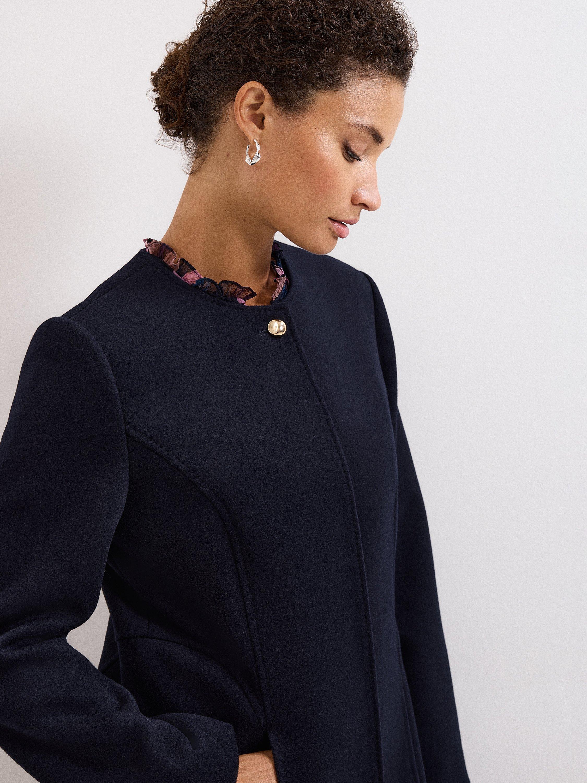 Product image 7 of 8, which shows Phase Eight Loretta Wool Blend Coat, Navy, 6