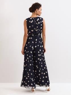Phase Eight Maxine Spot Jumpsuit - view 2, Navy/Ivory