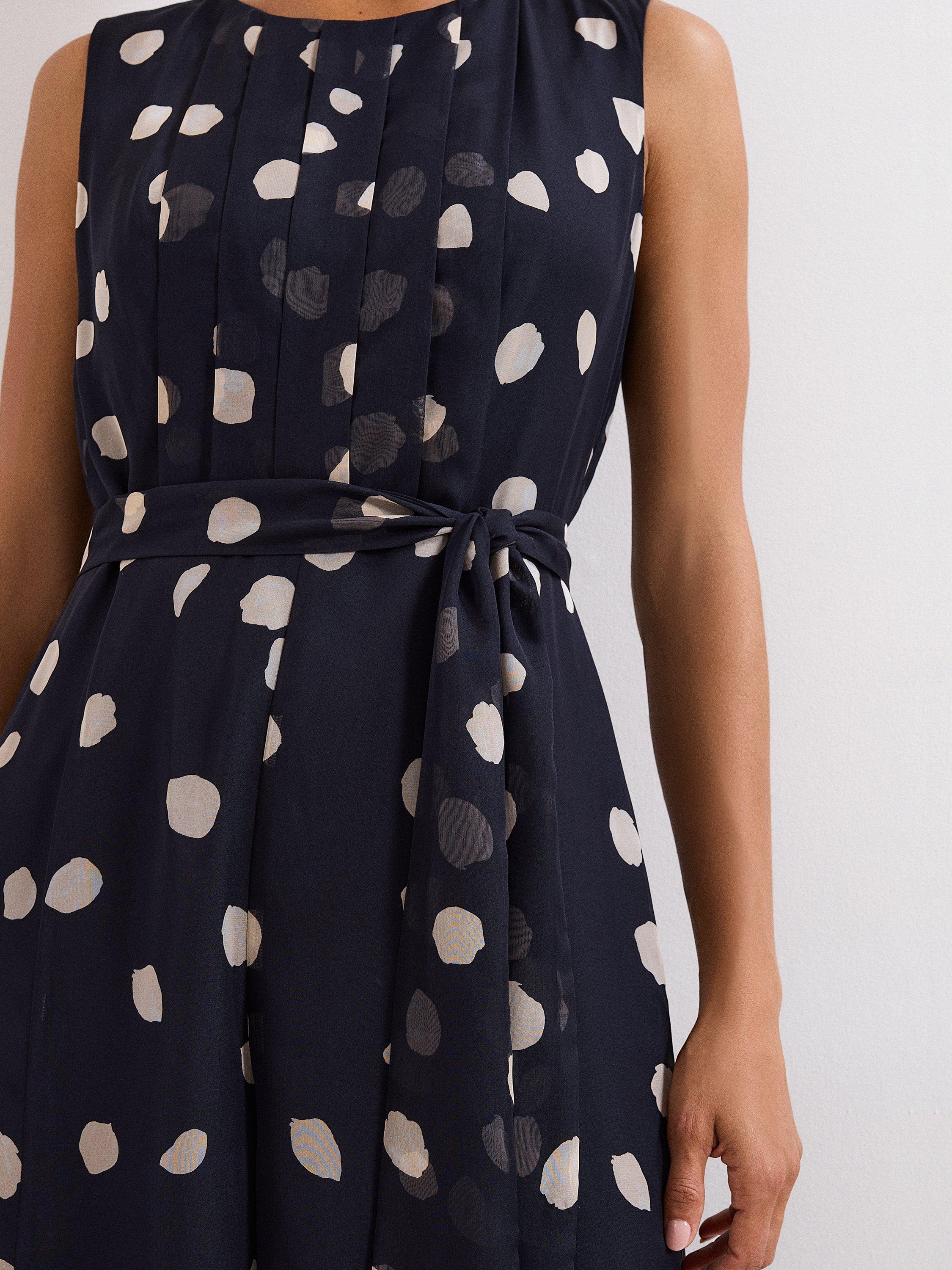 Product image 4 of 8, which shows Phase Eight Maxine Spot Jumpsuit, Navy/Ivory, 6