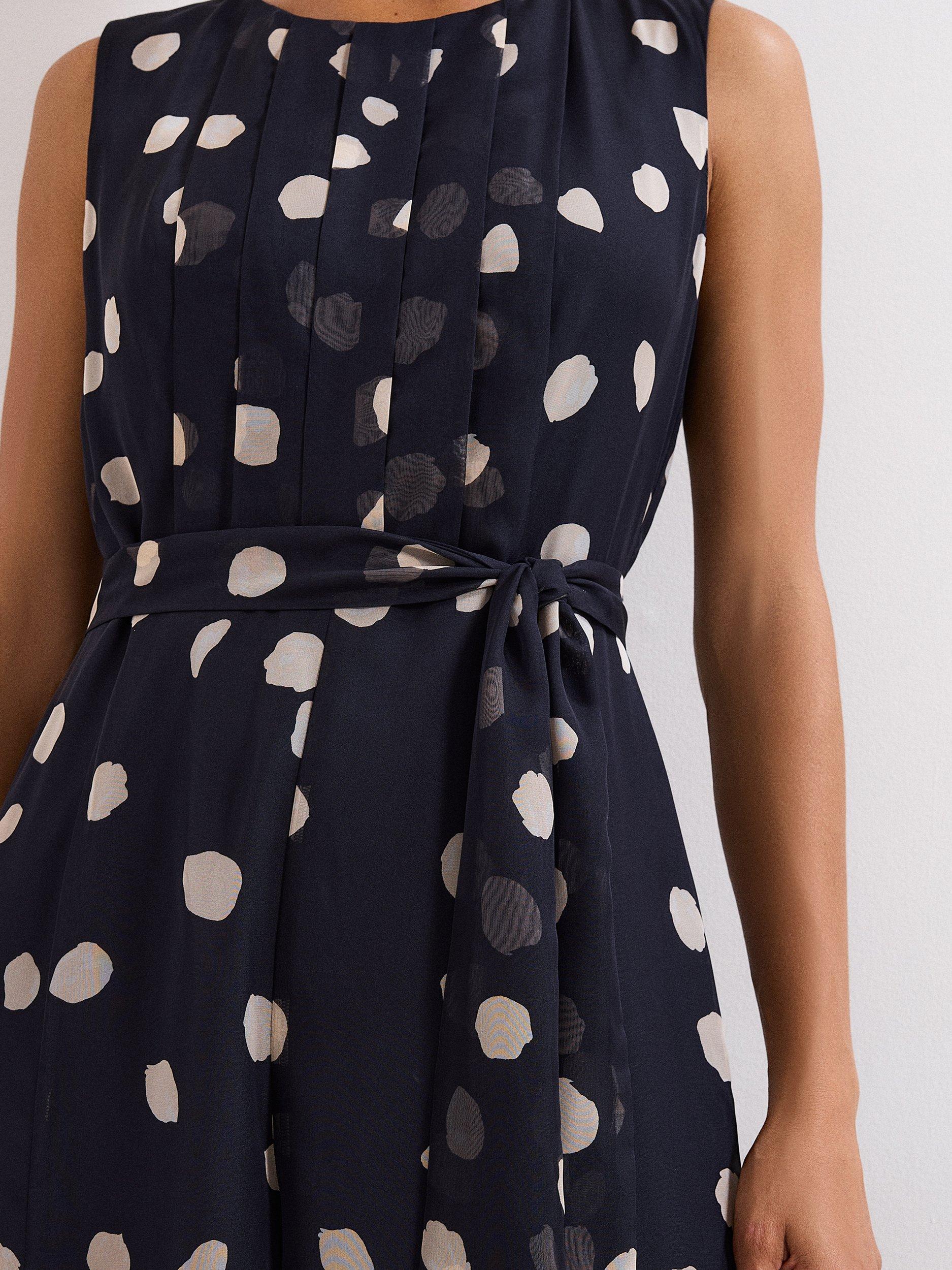 Product image 4 of 8, which shows Phase Eight Petite Maxine Spot Jumpsuit, Navy/Ivory, 6