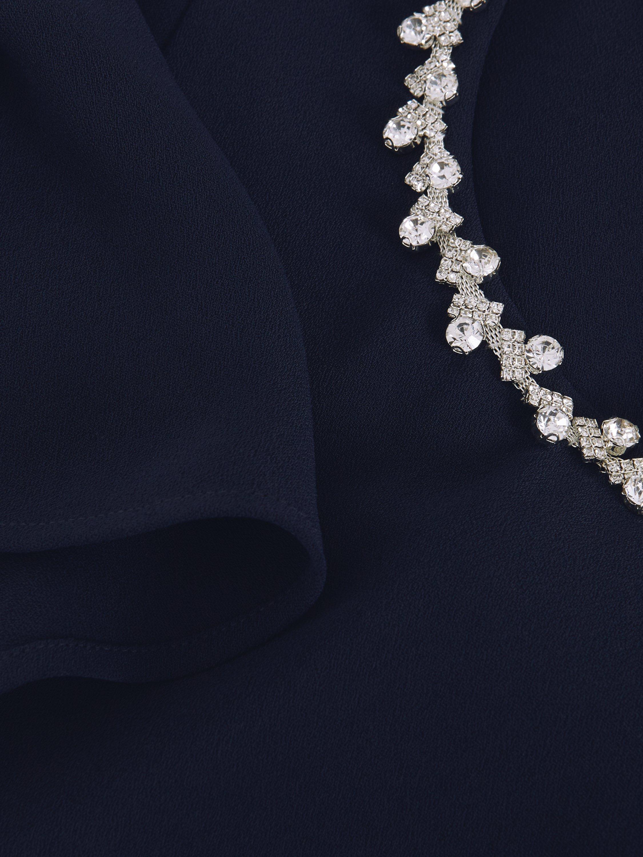 Product image 6 of 7, which shows Phase Eight Petite Orwen Embellished Neck Jumpsuit, Navy, 6