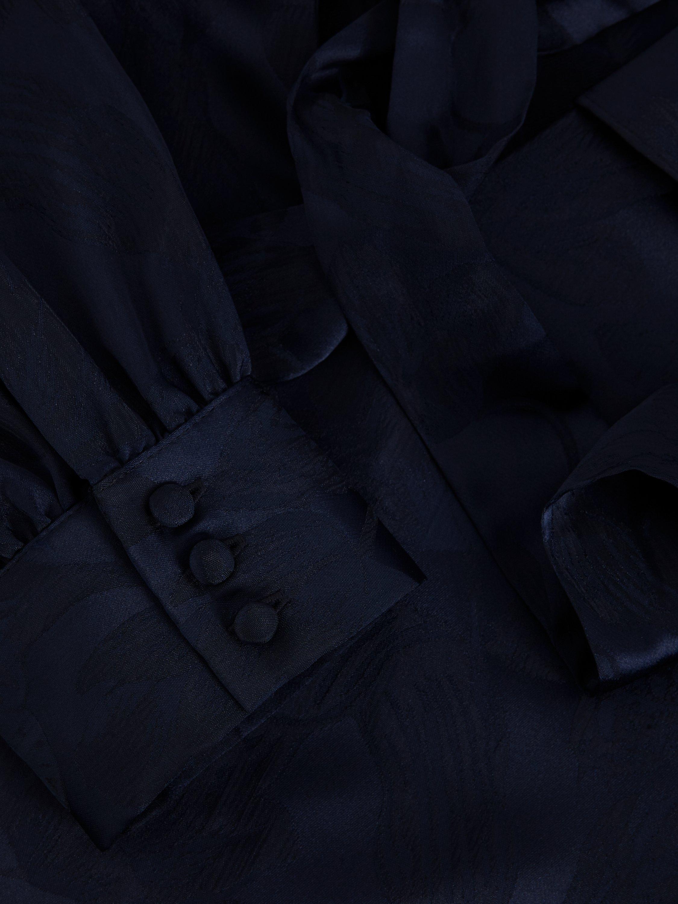 Product image 6 of 9, which shows Phase Eight Liberty Ruffle Blouse, Navy, 8