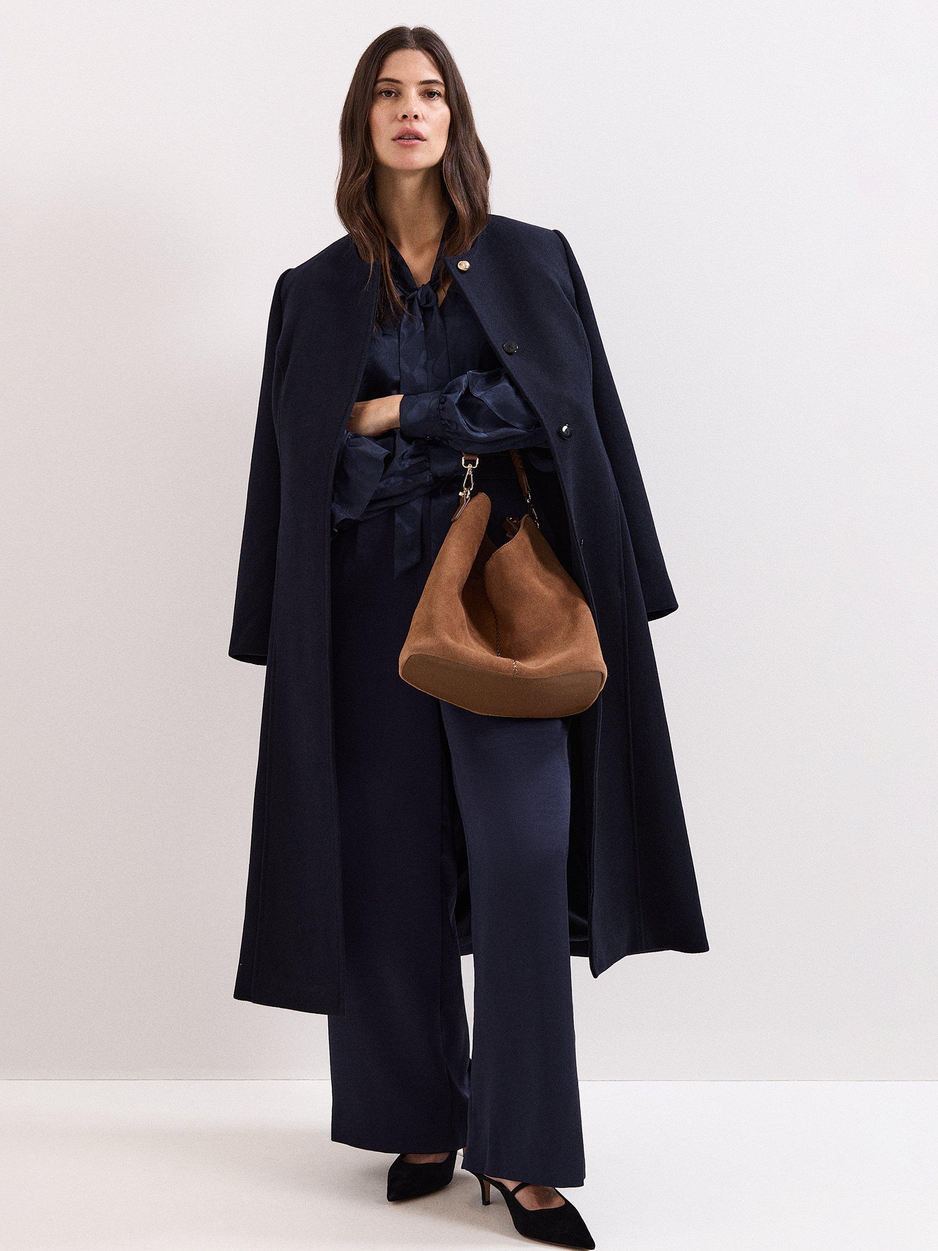 Product image 9 of 9, which shows Phase Eight Liberty Ruffle Blouse, Navy, 8