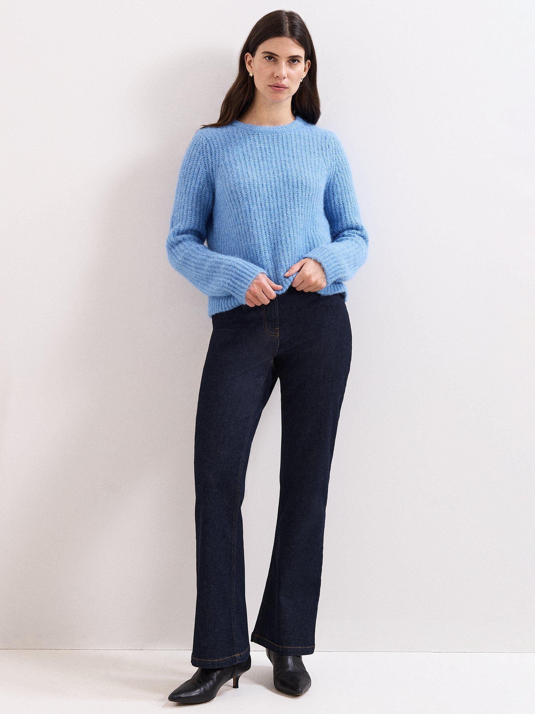 Product image 3 of 7, which shows Phase Eight Billie Crew Neck Jumper, Blue, XS