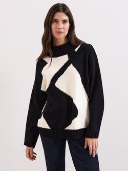 Phase Eight Larna Geometric Jumper, Black/Ivory, Black/Ivory