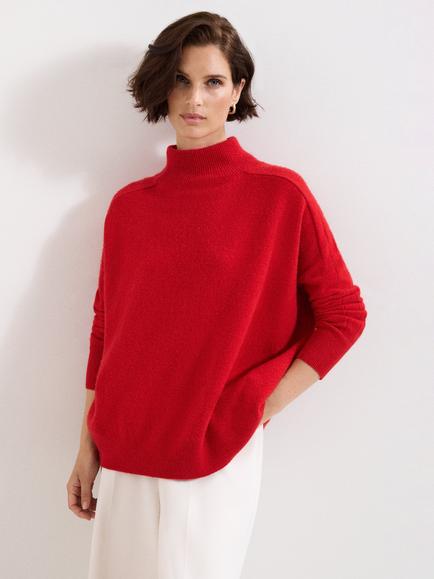 Phase Eight Louanna Cashmere Funnel Neck Jumper, Red
