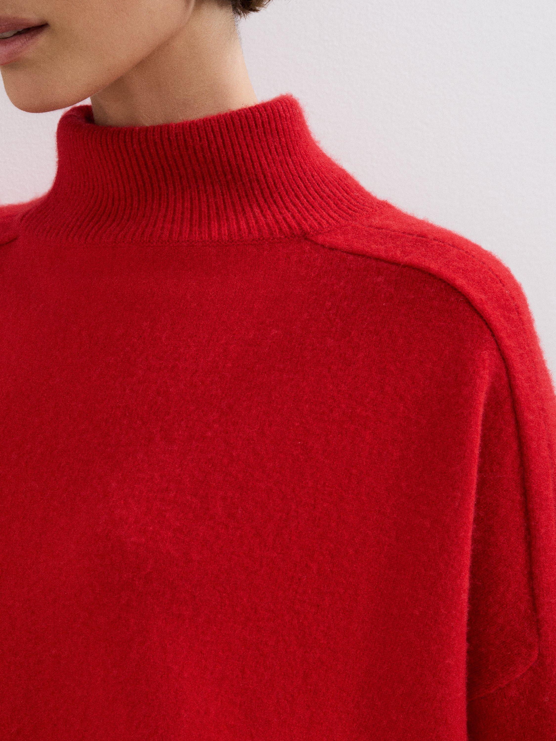 Product image 7 of 9, which shows Phase Eight Louanna Cashmere Funnel Neck Jumper, Red, S