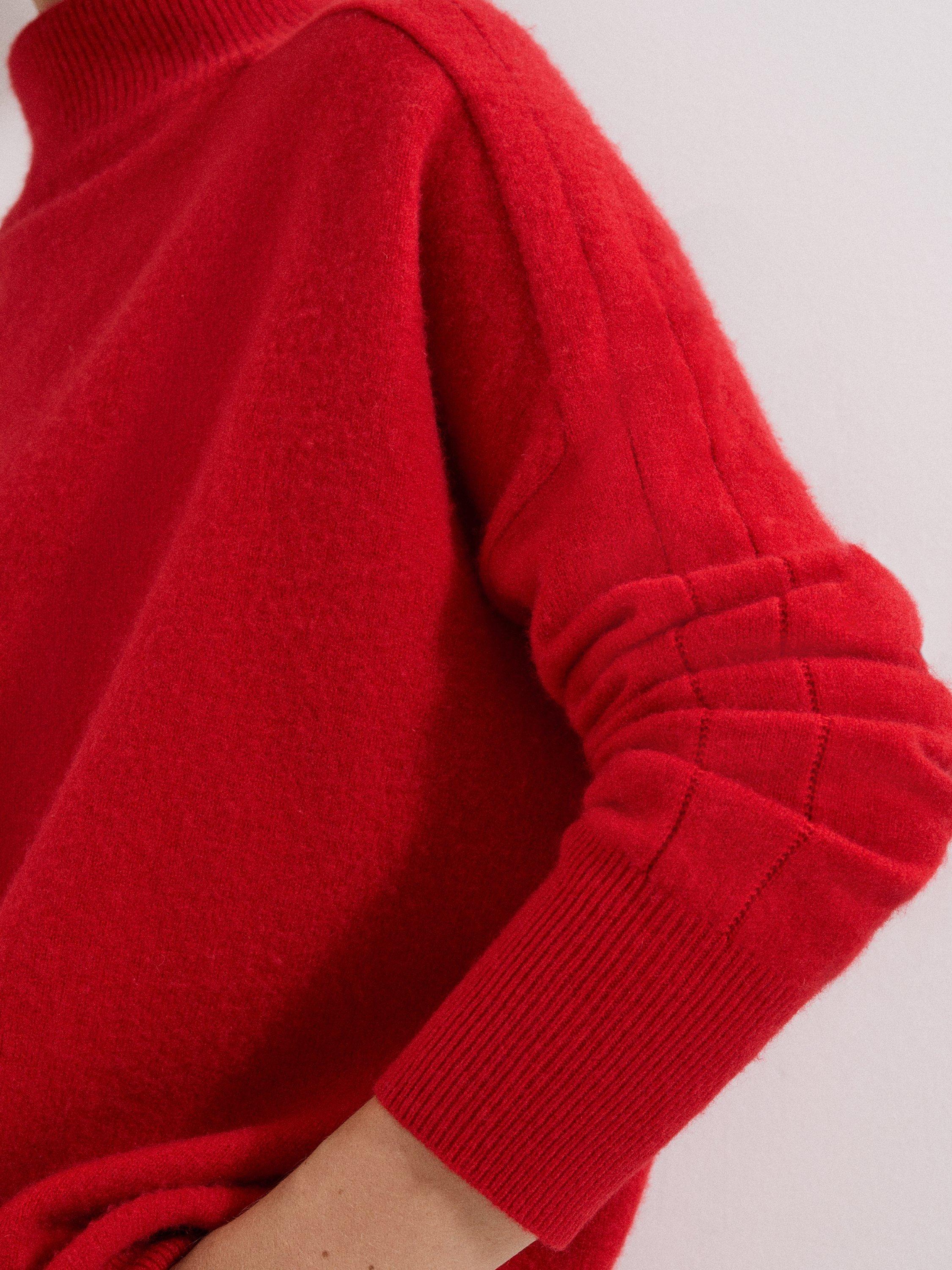 Product image 8 of 9, which shows Phase Eight Louanna Cashmere Funnel Neck Jumper, Red, S