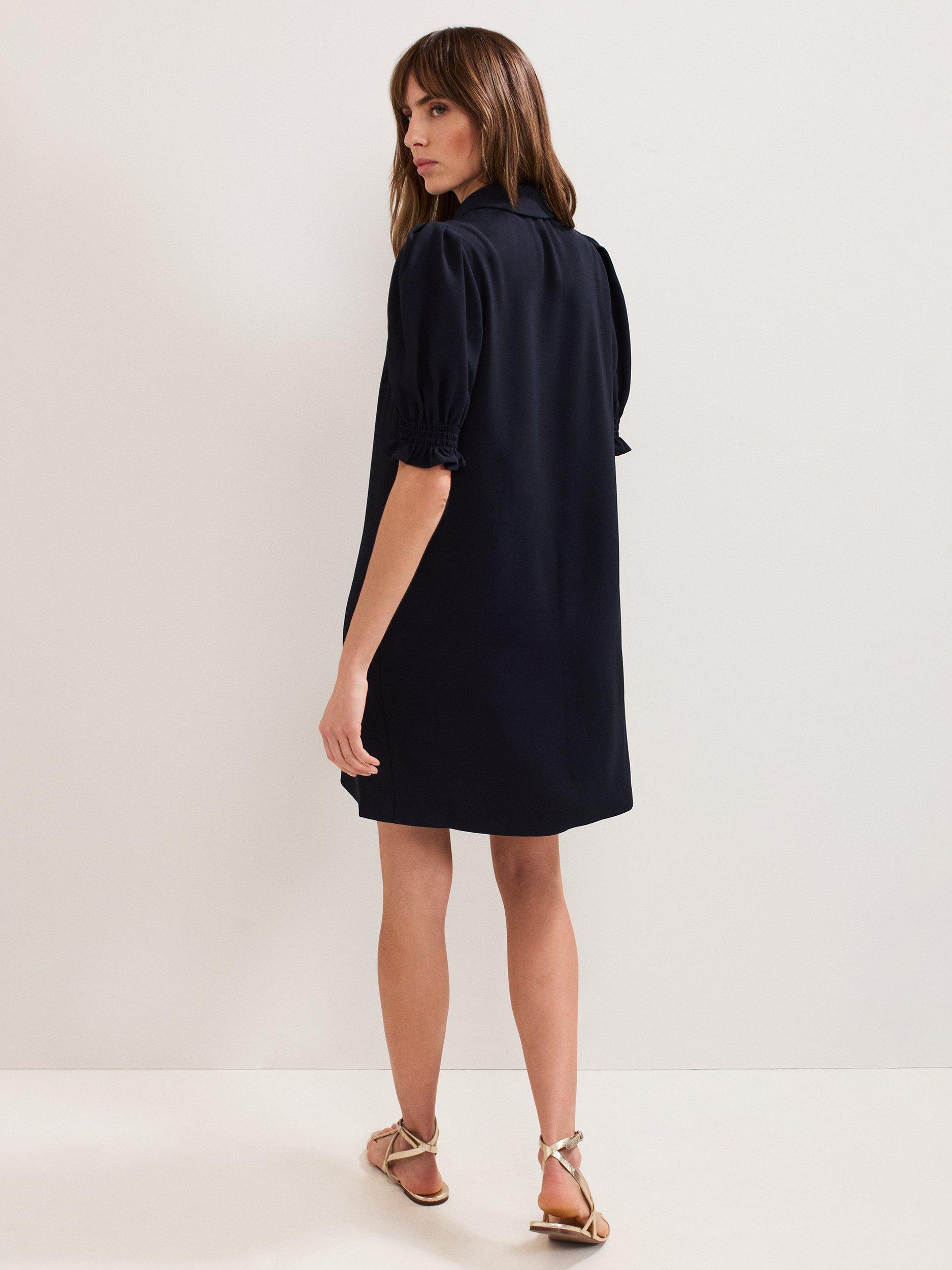 Product image 2 of 8, which shows Phase Eight Candice Scallop Dress, Navy, 6