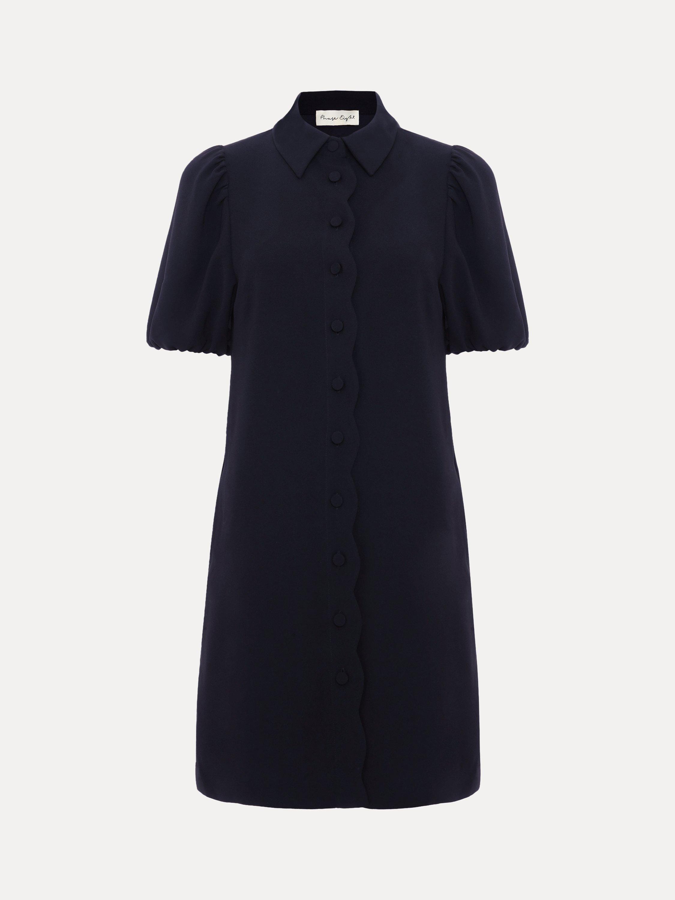 Product image 5 of 8, which shows Phase Eight Candice Scallop Dress, Navy, 6