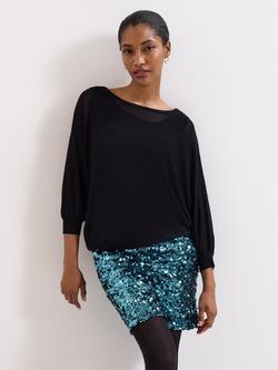 Phase Eight Becca Split Sequin Dress, Black, Black