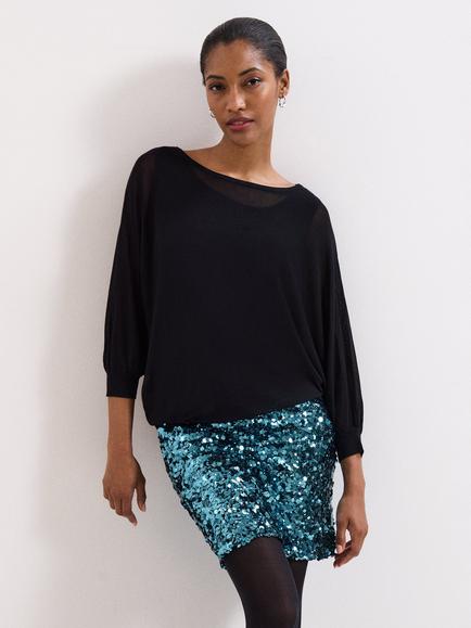 Phase Eight Becca Split Sequin Dress, Black, Black