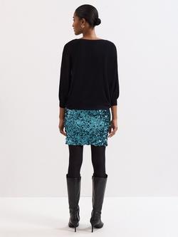 Phase Eight Becca Split Sequin Dress, Black - view 2, Black