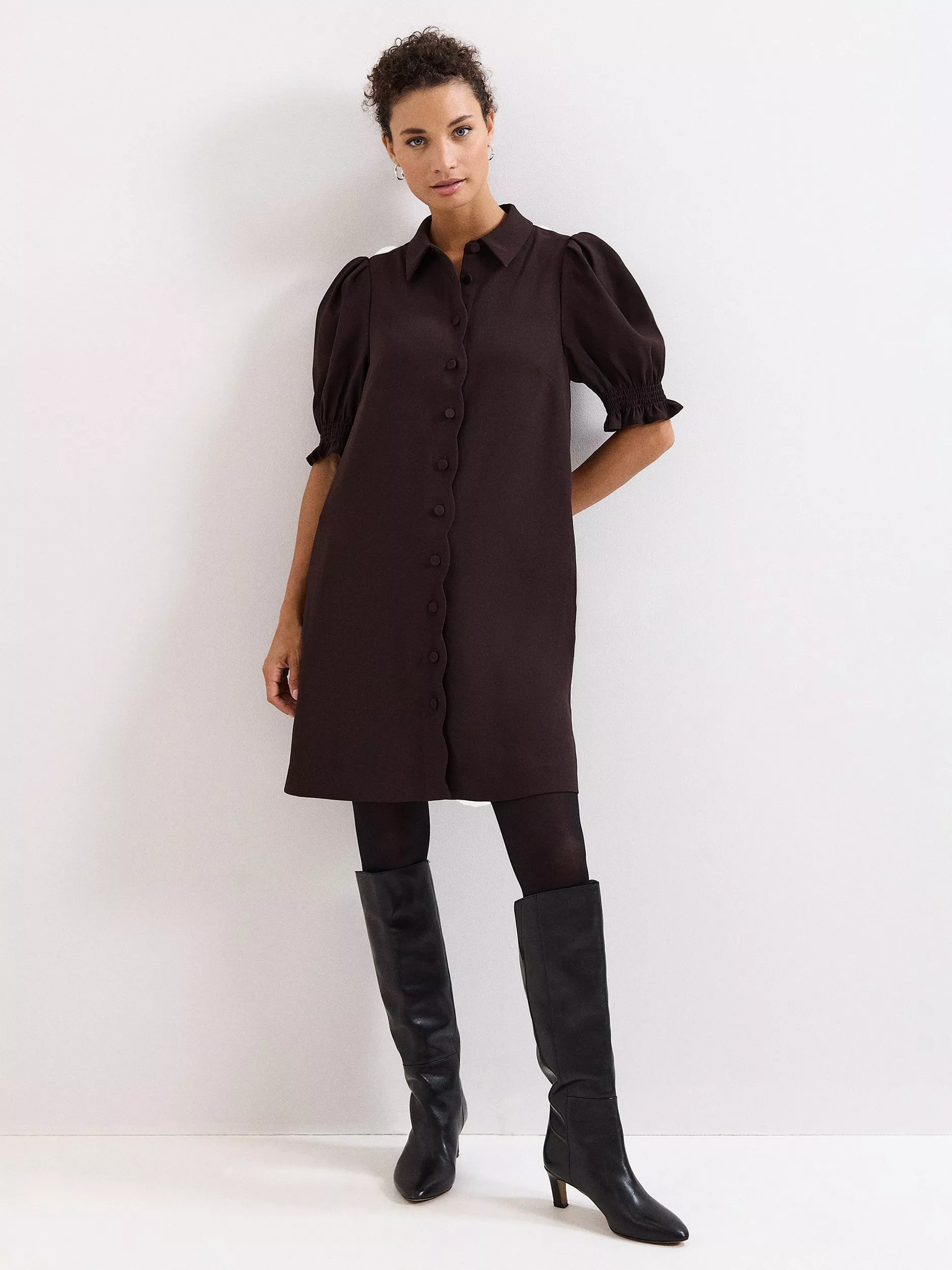 long sleeve brown dress mini Niella Long Sleeve Wrap Mini Dress main image 0