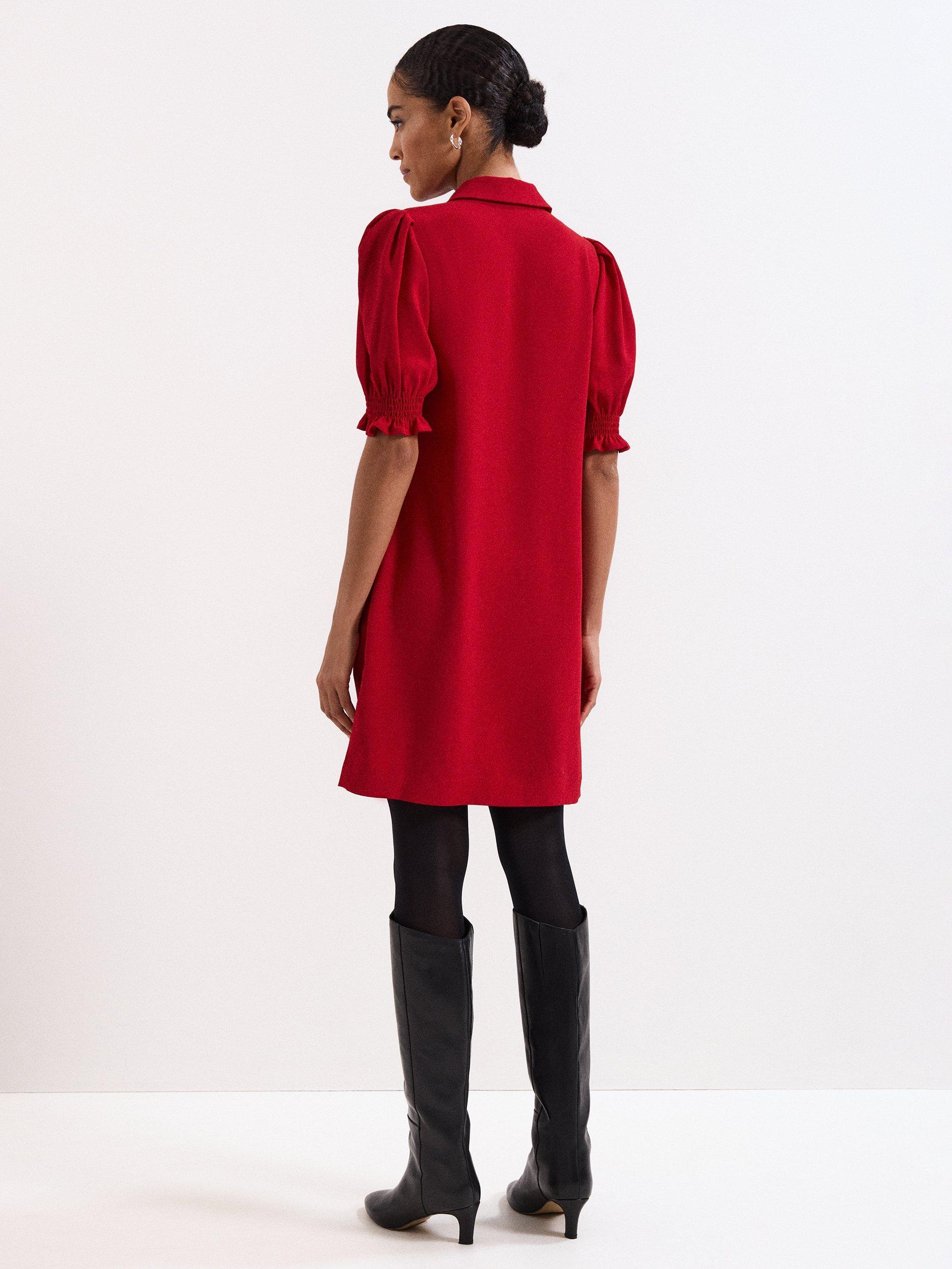 Product image 2 of 8, which shows Phase Eight Candice Scallop Dress, Red, 6