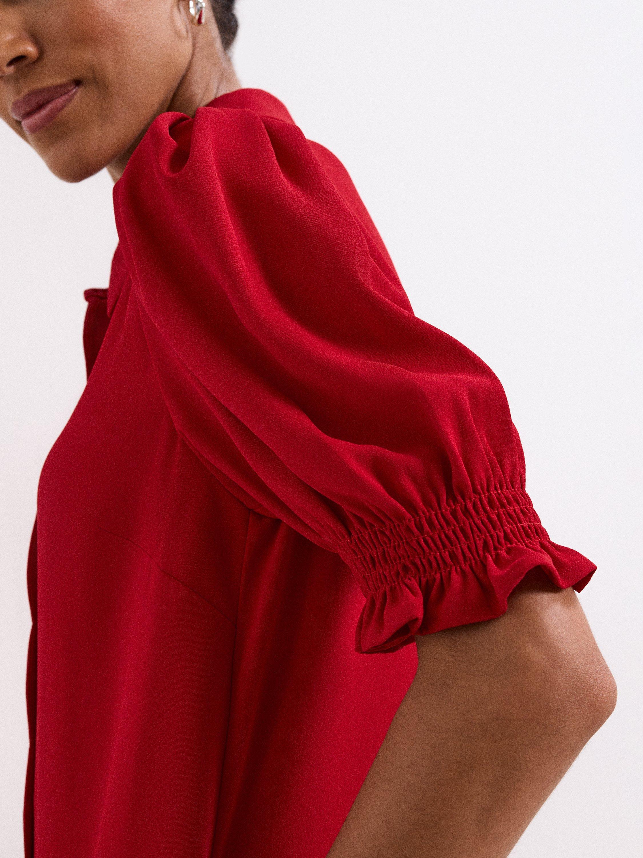 Product image 8 of 8, which shows Phase Eight Candice Scallop Dress, Red, 6
