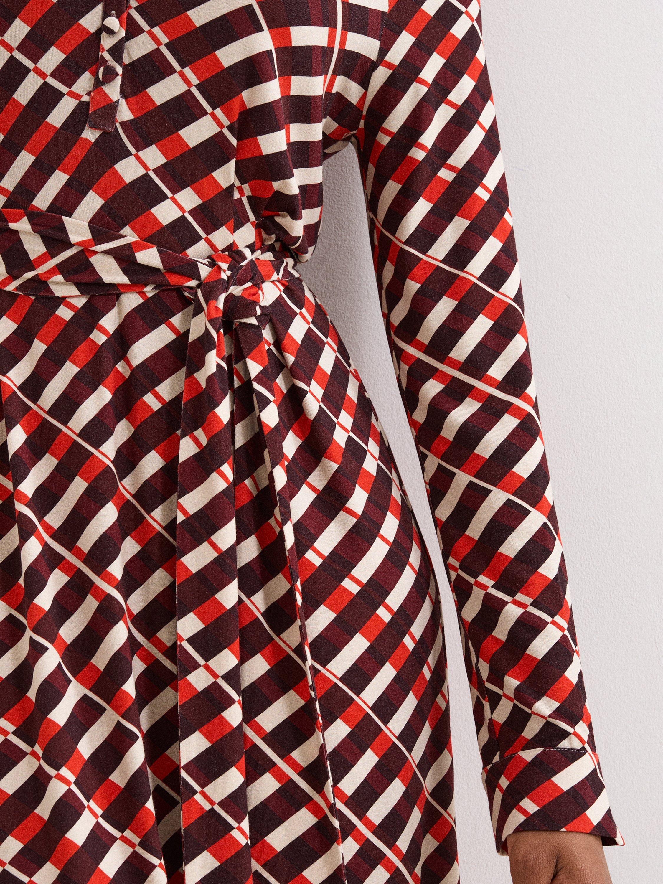 Product image 7 of 9, which shows Phase Eight Check Long Sleeve Midi Dress, Multi, 6