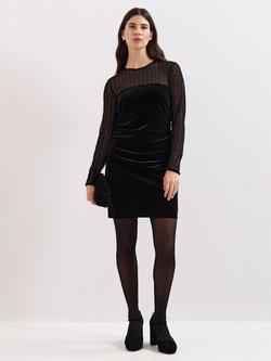 Phase Eight Amberose Velvet Mini Dress, Black, Black
