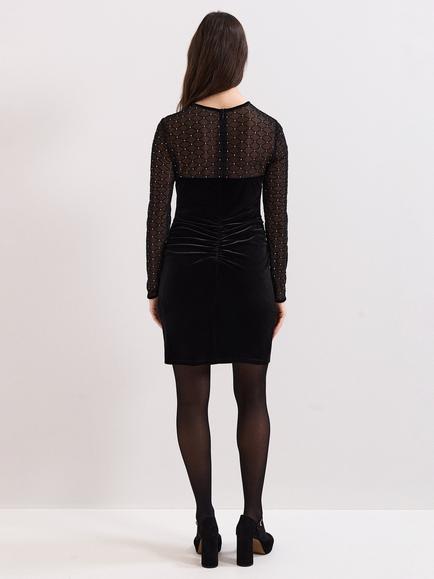 Phase Eight Amberose Velvet Mini Dress, Black - view 2, Black
