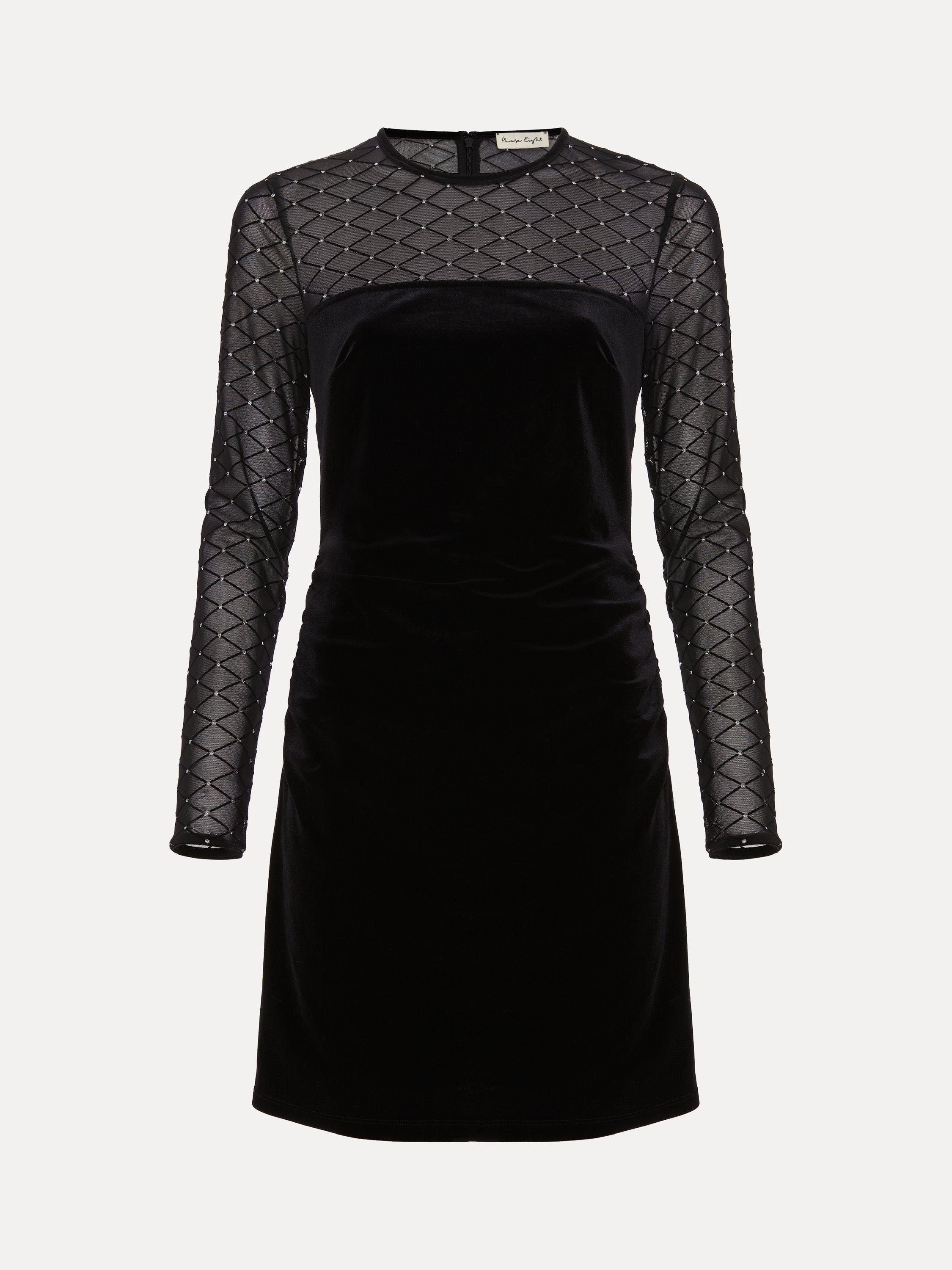 Product image 5 of 8, which shows Phase Eight Amberose Velvet Mini Dress, Black, 6