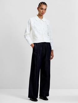 French Connection Diella Knit Applique Cardigan, Porcelain Cream - view 2, Porcelain Cream