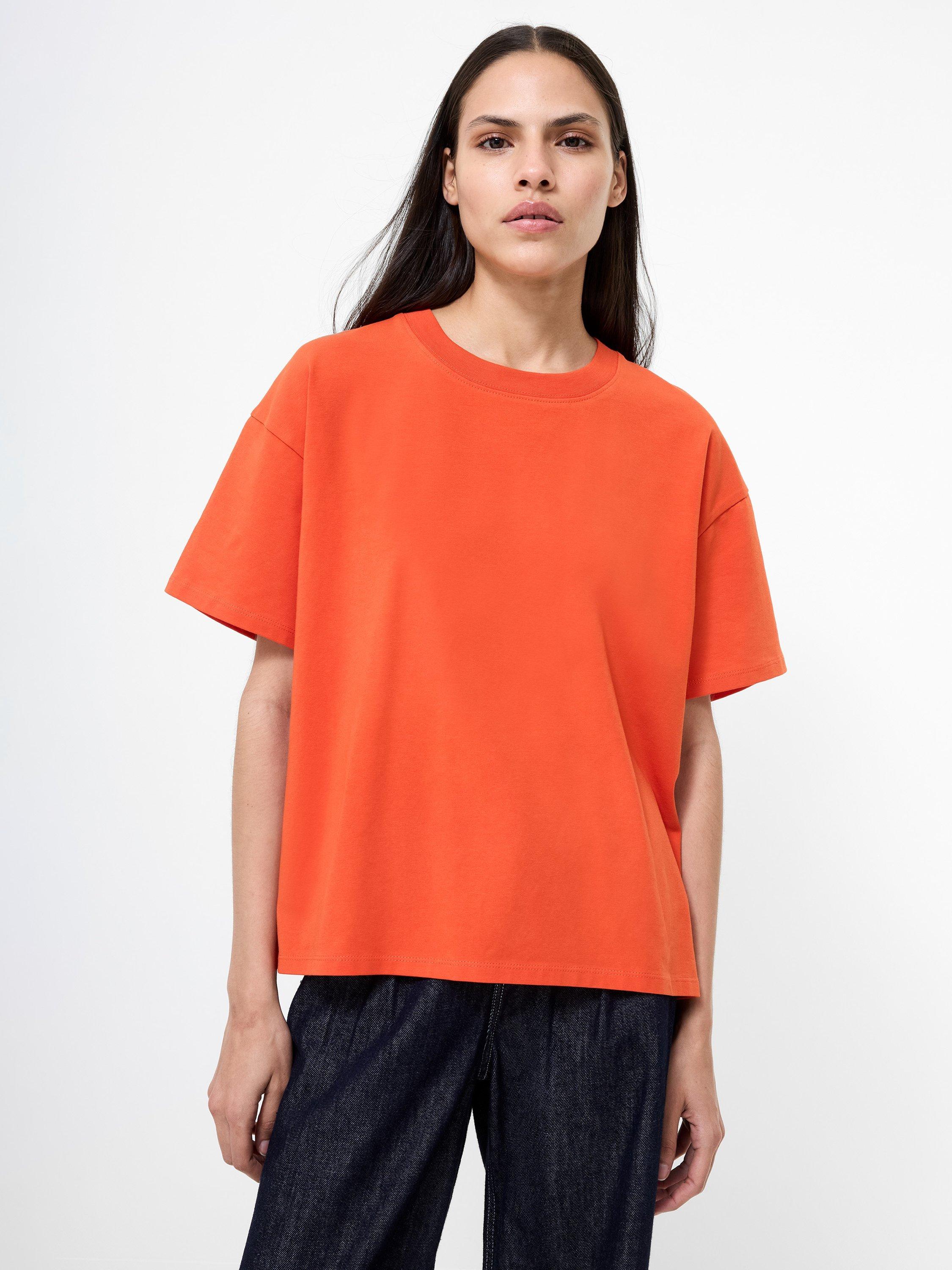Product image 1 of 1, which shows French Connection Rallie Oversized T-Shirt, Flame Orange, XS
