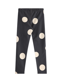 Lindex Kids' Brushed Cotton Bunny Leggings, Dark Dusty Grey - view 2, Dark Dusty Grey