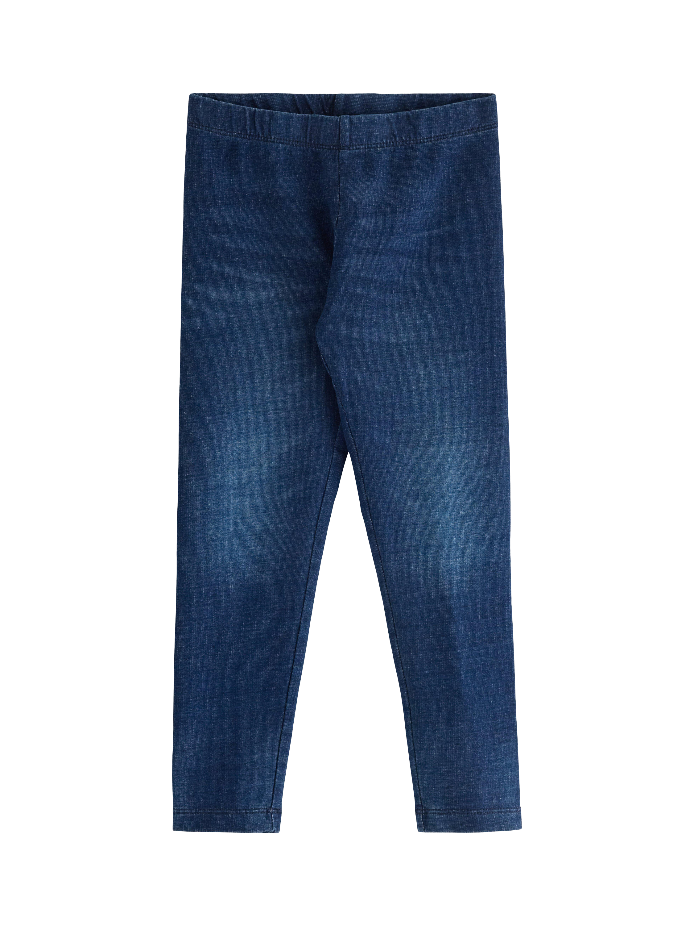 Product image 1 of 3, which shows Lindex Kids' Cotton Blend Leggings, Dark Denim, 3-4 years