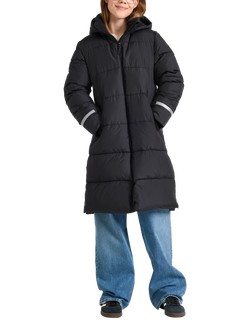 Lindex Kids' Hooded Padded Longline Coat, Black, Black