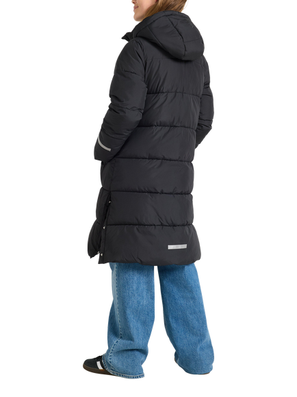 Lindex Kids' Hooded Padded Longline Coat, Black - view 2, Black