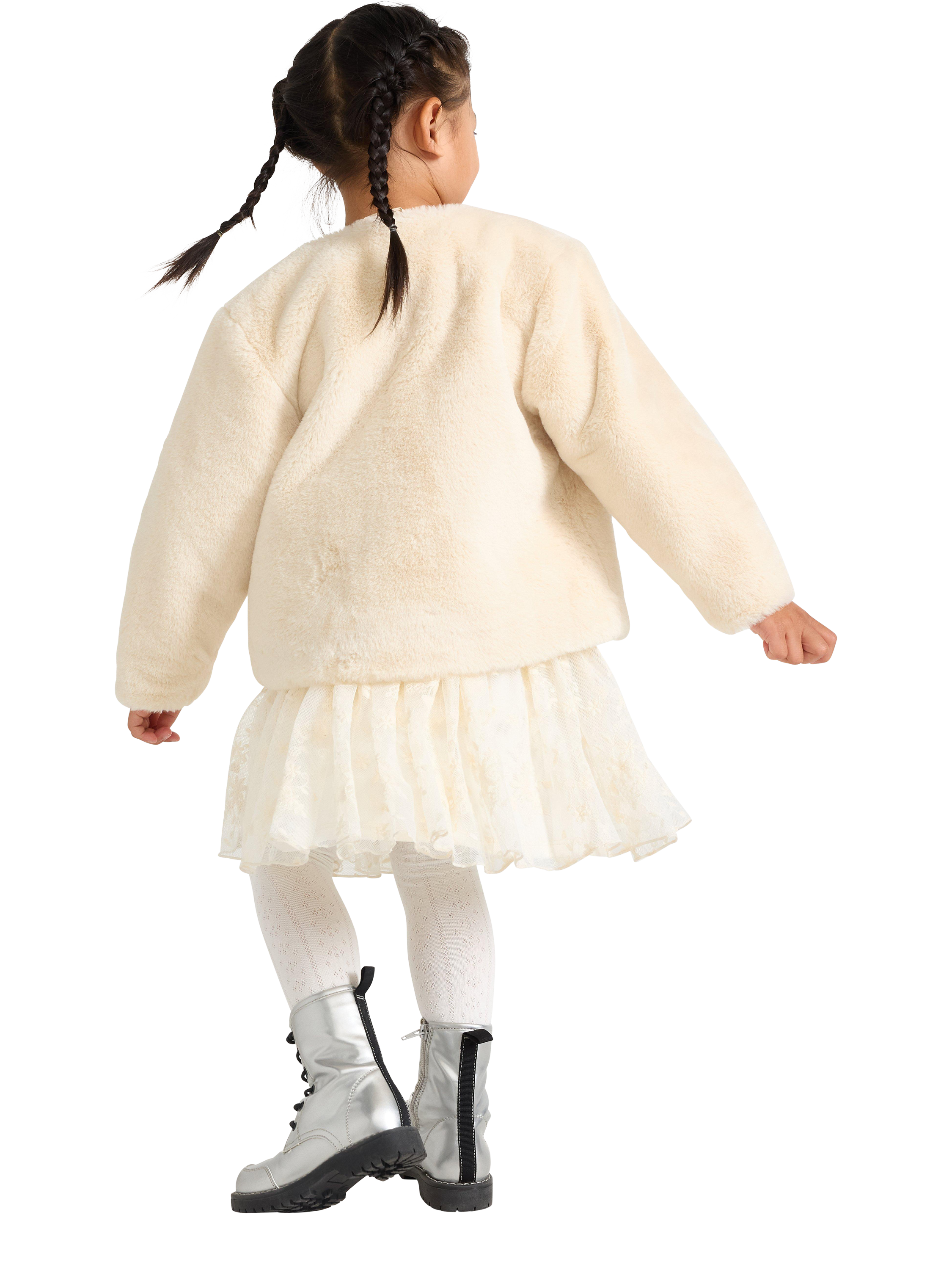Product image 2 of 6, which shows Lindex Kids' Faux Fur Jacket, Light Beige, 4-5 years
