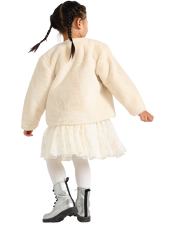 Lindex Kids' Faux Fur Jacket, Light Beige - view 2, Light Beige