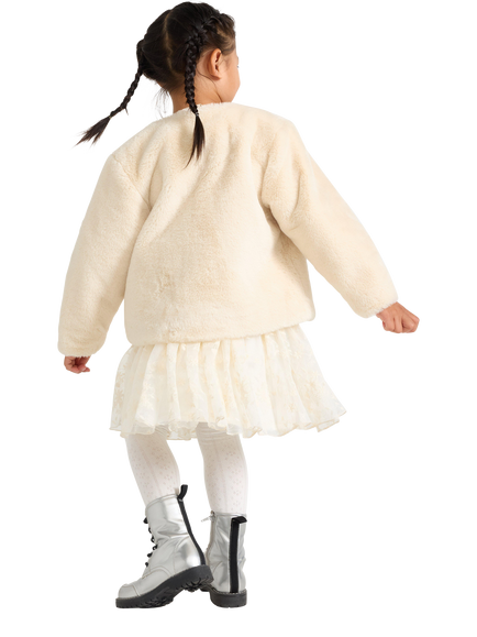 Lindex Kids' Faux Fur Jacket, Light Beige - view 2, Light Beige