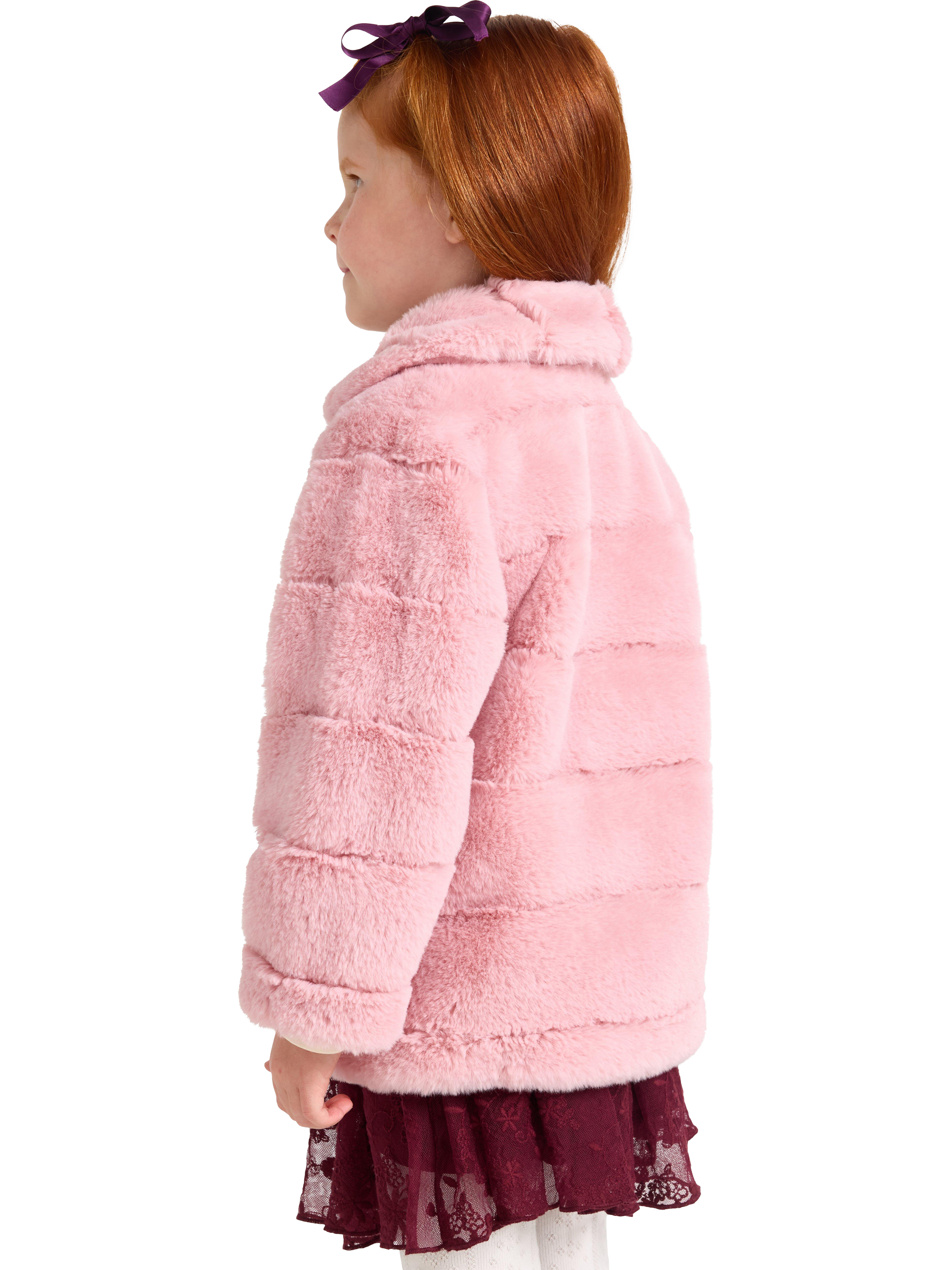 Product image 2 of 6, which shows Lindex Kids' Faux Fur Jacket, Dusty Pink, 2-3 years