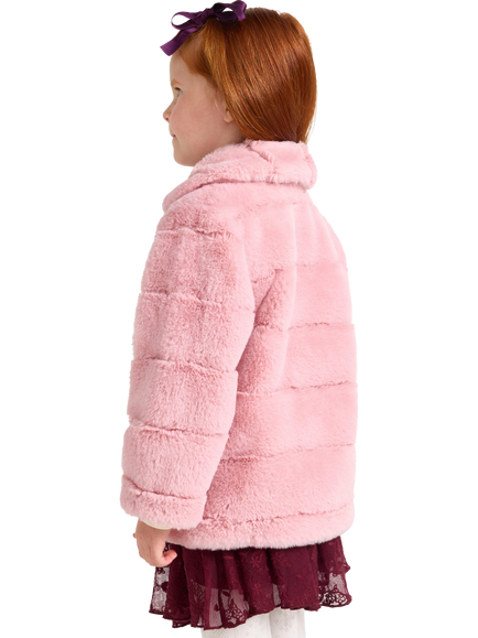 Lindex Kids' Faux Fur Jacket, Dusty Pink - view 2, Dusty Pink