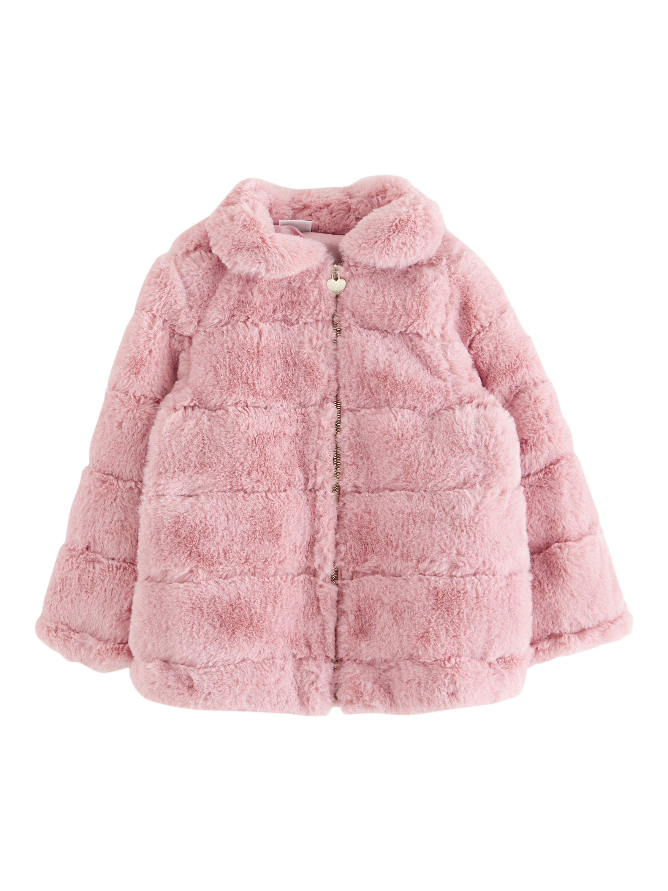 Product image 4 of 6, which shows Lindex Kids' Faux Fur Jacket, Dusty Pink, 2-3 years