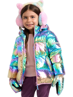 Lindex Kids' Metallic Puffer Jacket, Light Dusty Lilac, Light Dusty Lilac