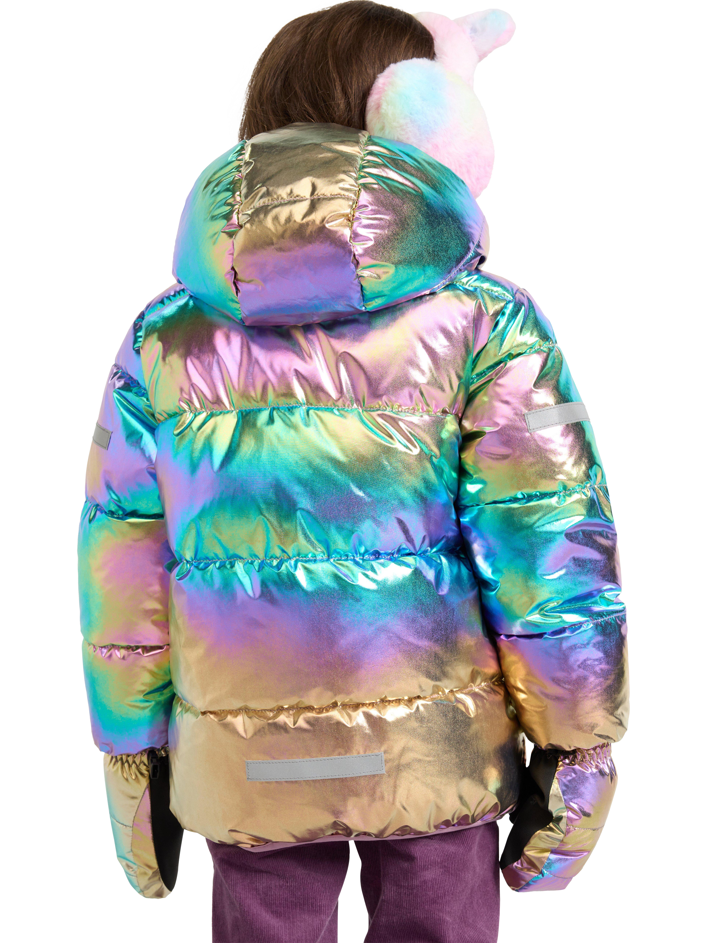 Product image 2 of 6, which shows Lindex Kids' Metallic Puffer Jacket, Light Dusty Lilac, 2-3 years