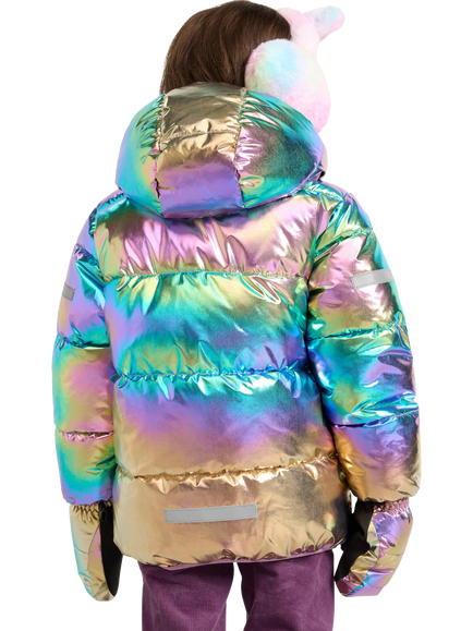 Lindex Kids' Metallic Puffer Jacket, Light Dusty Lilac - view 2, Light Dusty Lilac
