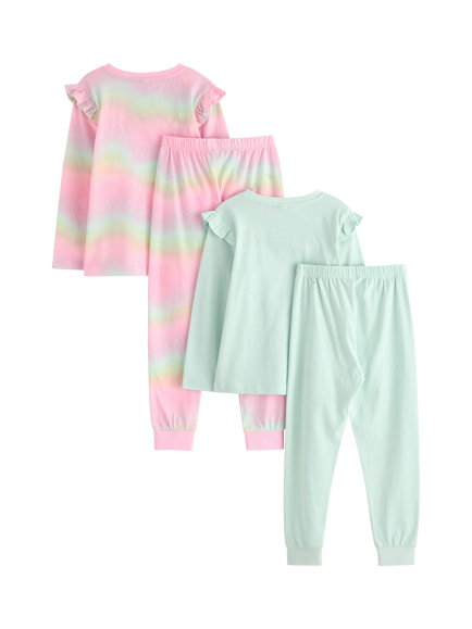 Lindex Kids' Pure Cotton Pyjama Set, Pack of 2, Light Pink - view 2, Light Pink