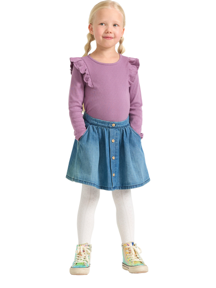 Lindex Kids' A-Line Button Skirt, Denim, Denim