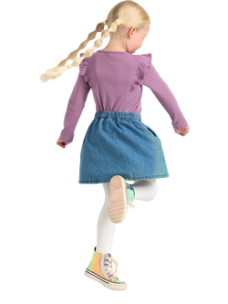 Lindex Kids' A-Line Button Skirt, Denim - view 2, Denim