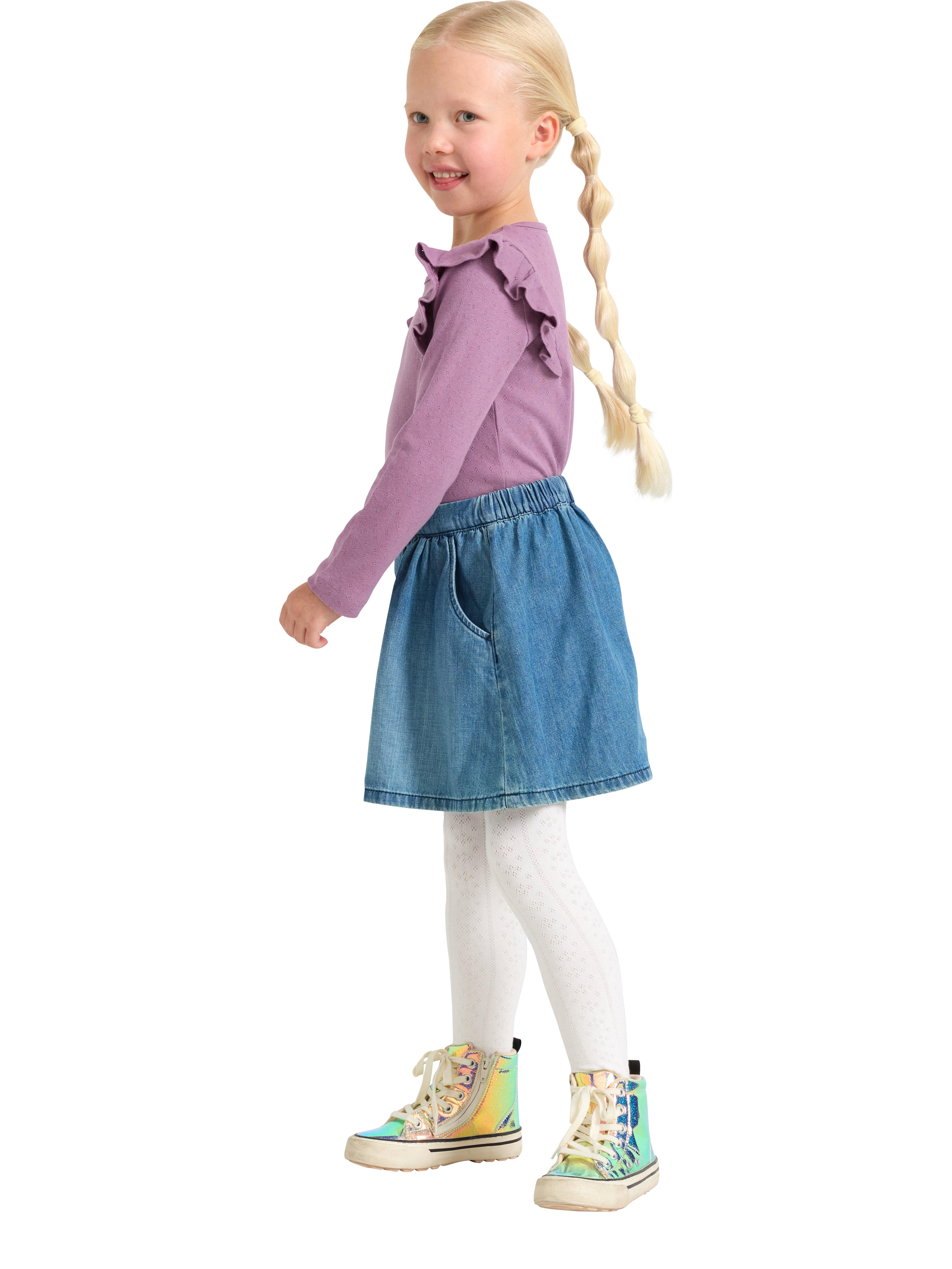 Product image 3 of 6, which shows Lindex Kids' A-Line Button Skirt, Denim, 7-8 years